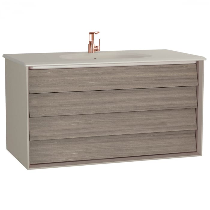 Frame Unitate de baza lavoar baie 100cm, cu 2 drawers, cu vanity lavoar   chiuveta baie taupe mat   61235