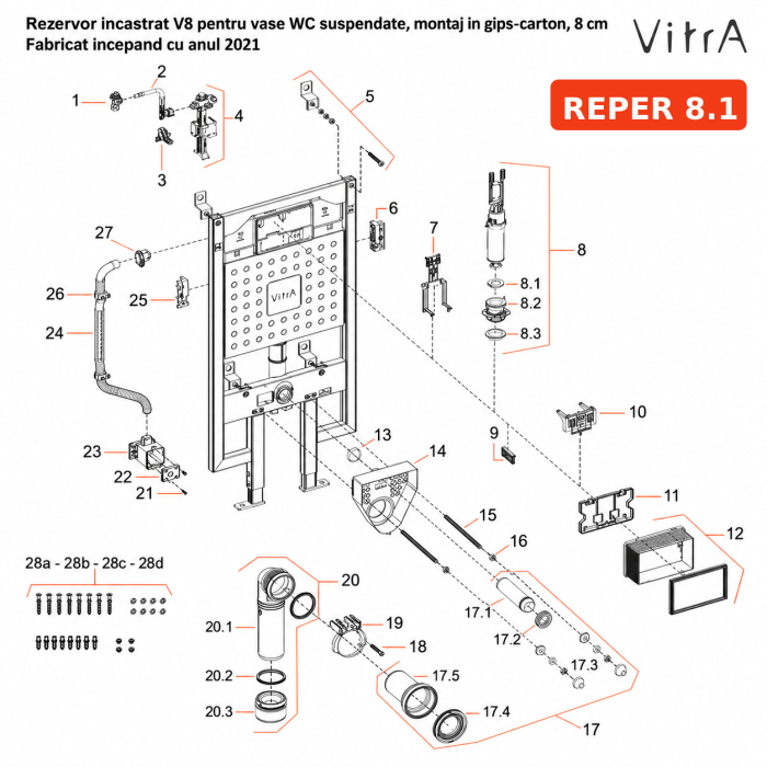 Garnitura plana mecanism evacuare VitrA | 436488YP [3]