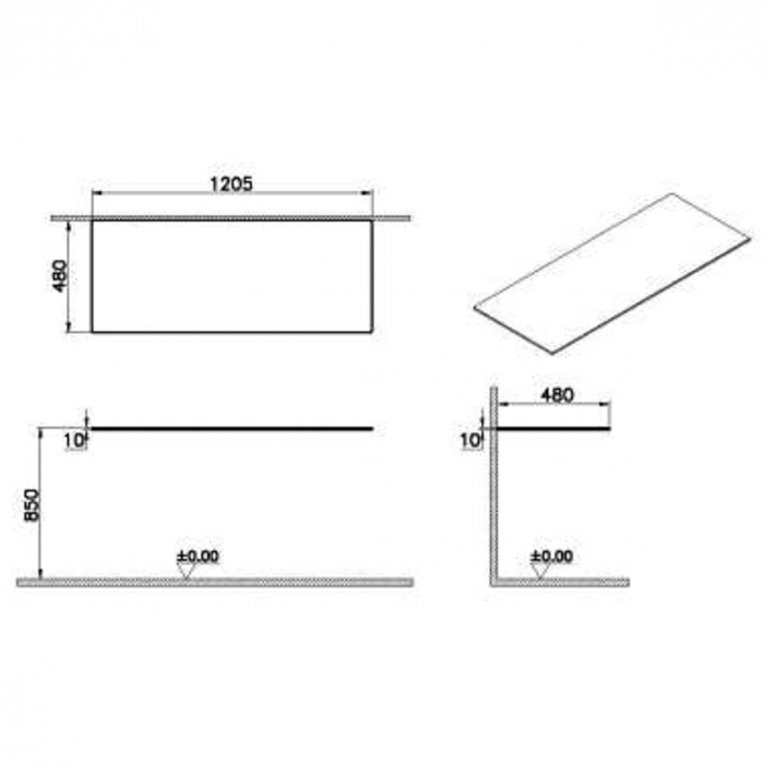glass counter, fara hole 120 cm, negru | 66977 [2]