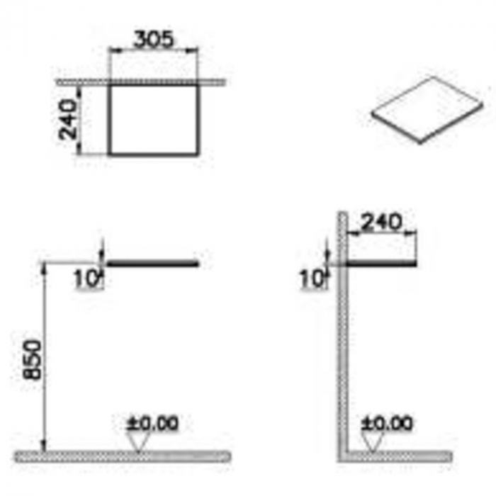 glass counter, fara hole, 30cm, alb | 66978 [2]