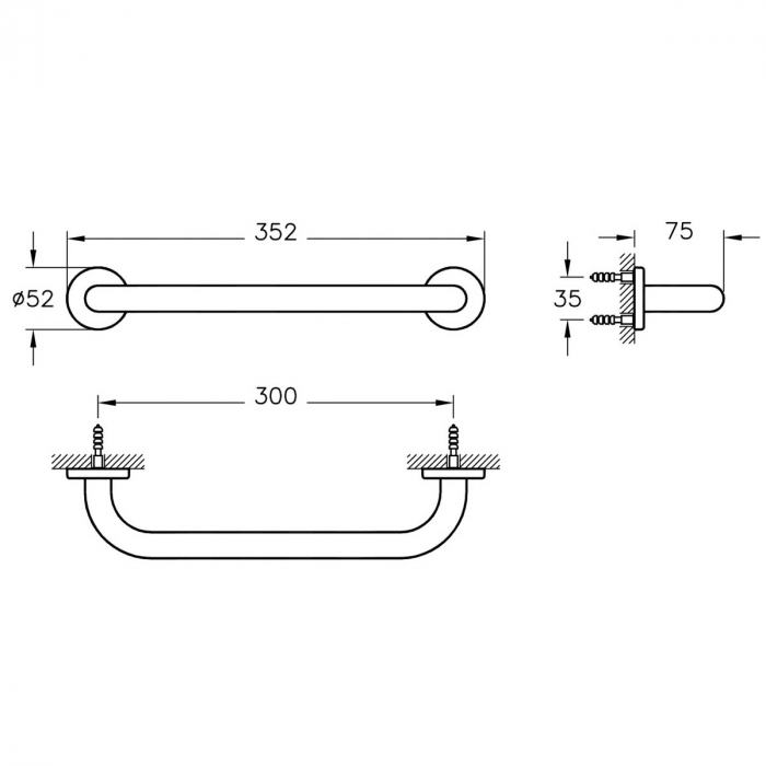 Bara sustinere / de sprijin 30cm inox cu aspect cromata persoane cu nevoi speciale / handicap | A44375 [2]