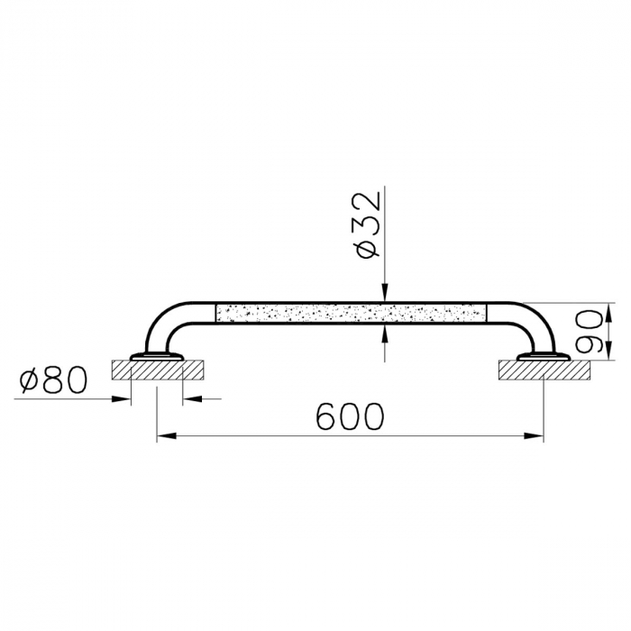 Bara sustinere / de sprijin 60cm verticala antialunecare inox cu aspect cromata persoane cu nevoi speciale / handicap | A44449 [2]