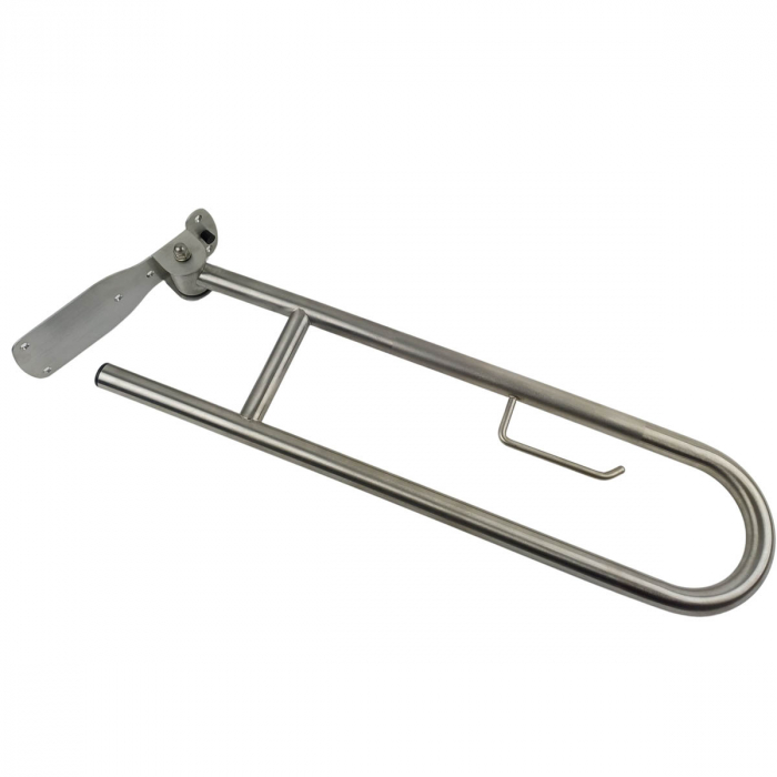 Bara de sprijin rabatabila 80 cm din inox cu finisaj cromat și suport pentru hartie igienica pentru persoane cu dizabilitati | A44468 [7]
