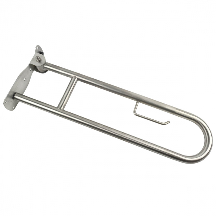 Bara de sprijin rabatabila 80 cm din inox cu finisaj cromat și suport pentru hartie igienica pentru persoane cu dizabilitati | A44468 [3]