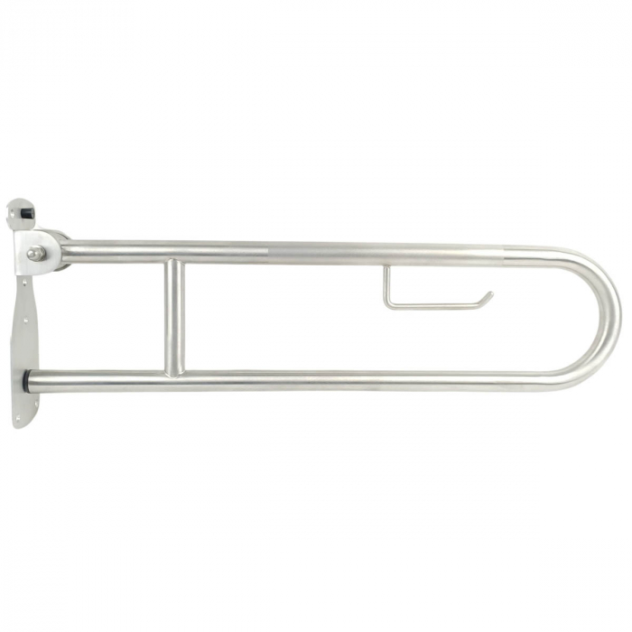 Bara de sprijin rabatabila 80 cm din inox cu finisaj cromat și suport pentru hartie igienica pentru persoane cu dizabilitati | A44468 [6]