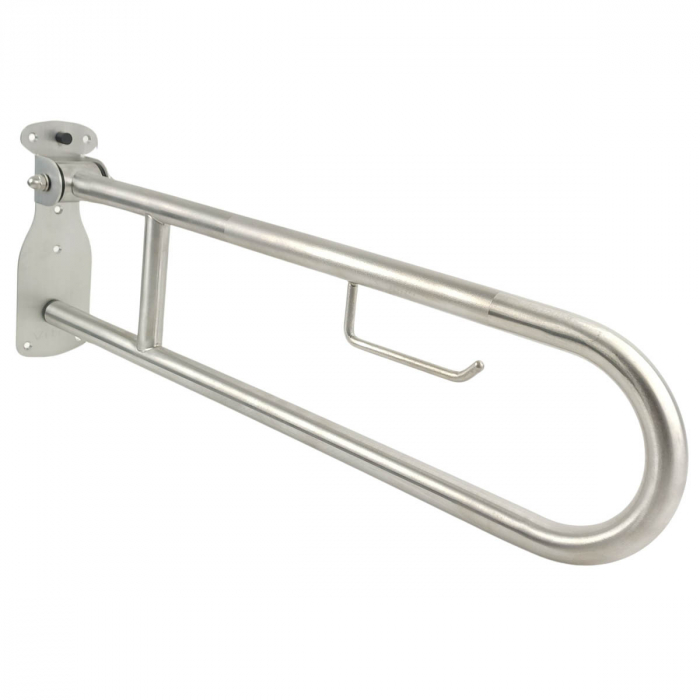Bara de sprijin rabatabila 80 cm din inox cu finisaj cromat și suport pentru hartie igienica pentru persoane cu dizabilitati | A44468 [5]