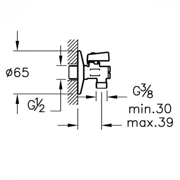 Robinet coltar cu filtru, filet alimentare G1/2 iesire G3/4, maneta metalica, 1/2”x3/8” | A45200EXP [2]