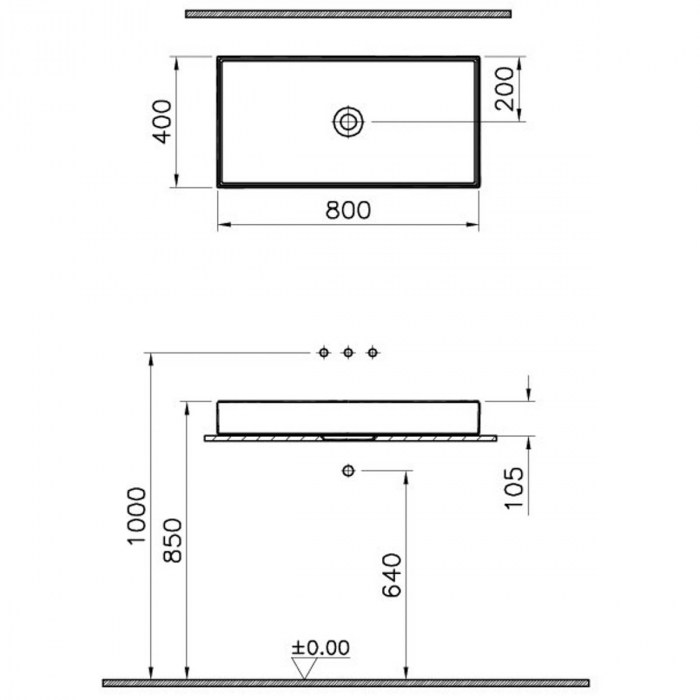 Lavoar / chiuveta baie dreptunghiulara tip bol 80cm | M58000001000 [2]