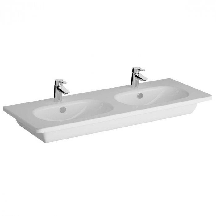 Lavoar / chiuveta baie dubla tip vanity 120cm, cu 2 orificii pentru baterie si orificiul preaplin | 7795B003-0001 [1]