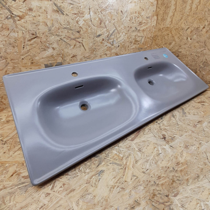 Lavoar / chiuveta baie dubla tip vanity 130cm, cu 2 orificii pentru baterie, cu 2 orificii preaplin, culoare piatra gri mat | 7244B476-0001 [6]