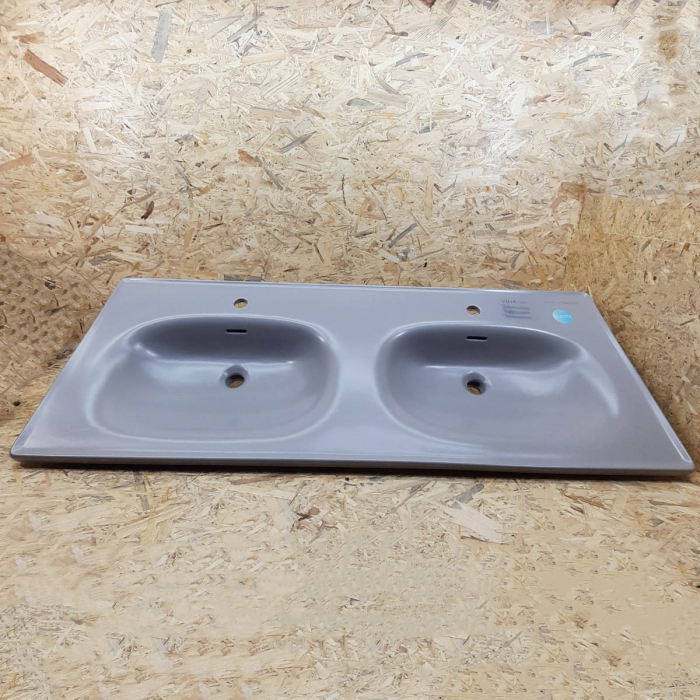 Lavoar / chiuveta baie dubla tip vanity 130cm, cu 2 orificii pentru baterie, cu 2 orificii preaplin, culoare piatra gri mat | 7244B476-0001 [4]