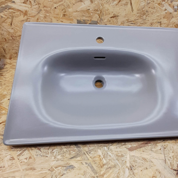 Lavoar / chiuveta baie dubla tip vanity 130cm, cu 2 orificii pentru baterie, cu 2 orificii preaplin, culoare piatra gri mat | 7244B476-0001 [7]