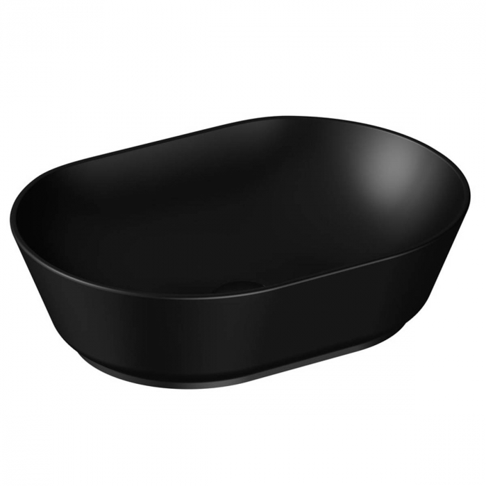 Lavoar / chiuveta baie ovala tip bol 55cm, fara orificiu baterie, fara orificiul preaplin, negru mat | 7427B083-0016 [1]
