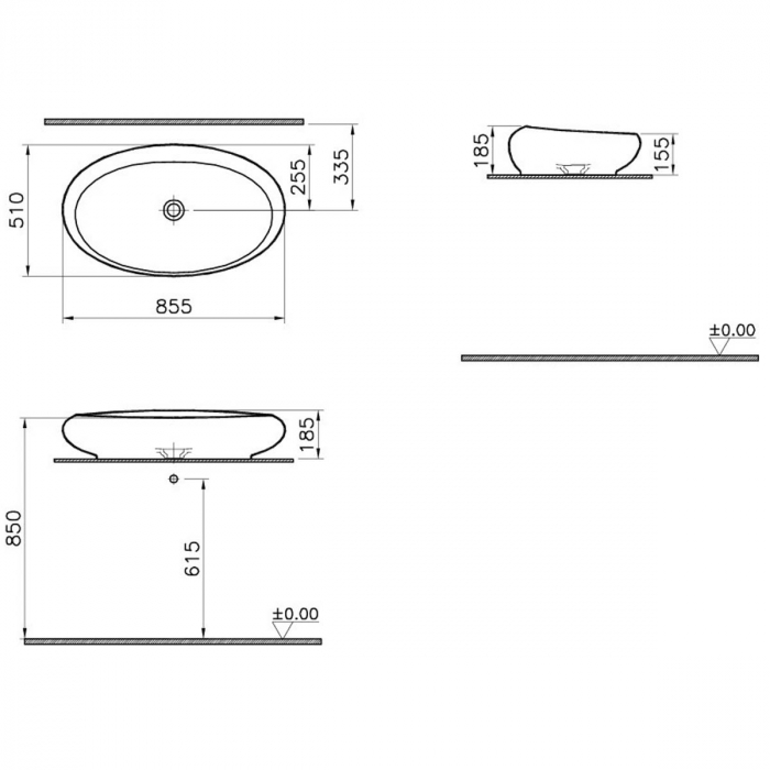 Lavoar / chiuveta baie ovala tip bol 85cm, alb | 4446B403-0016 [2]