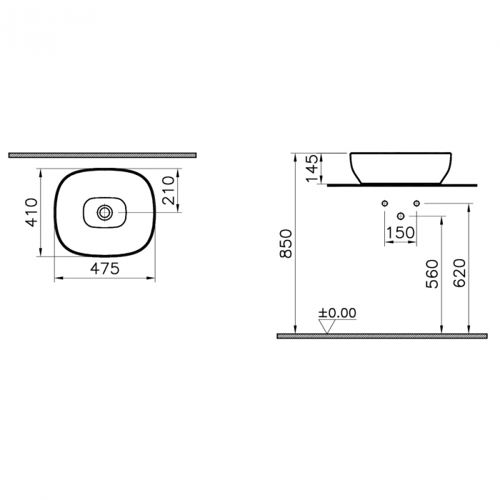 Lavoar / chiuveta baie patrata tip bol | 5994B401-0016 [2]