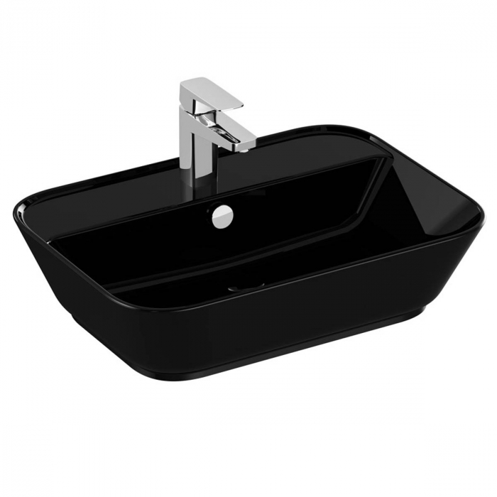 Lavoar / chiuveta baie patrata tip bol 60cm, cu orificiul pentru baterie si preaplin, negru | 7426B070-0001 [1]