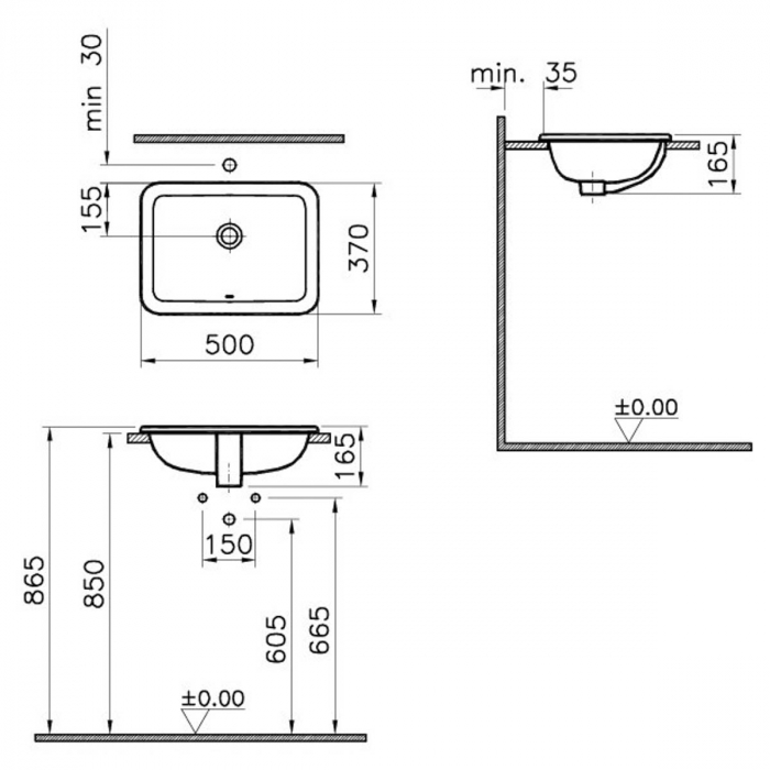 ‎Lavoar / chiuveta baie pe blat, 50cm | 5474B003-0642 [2]