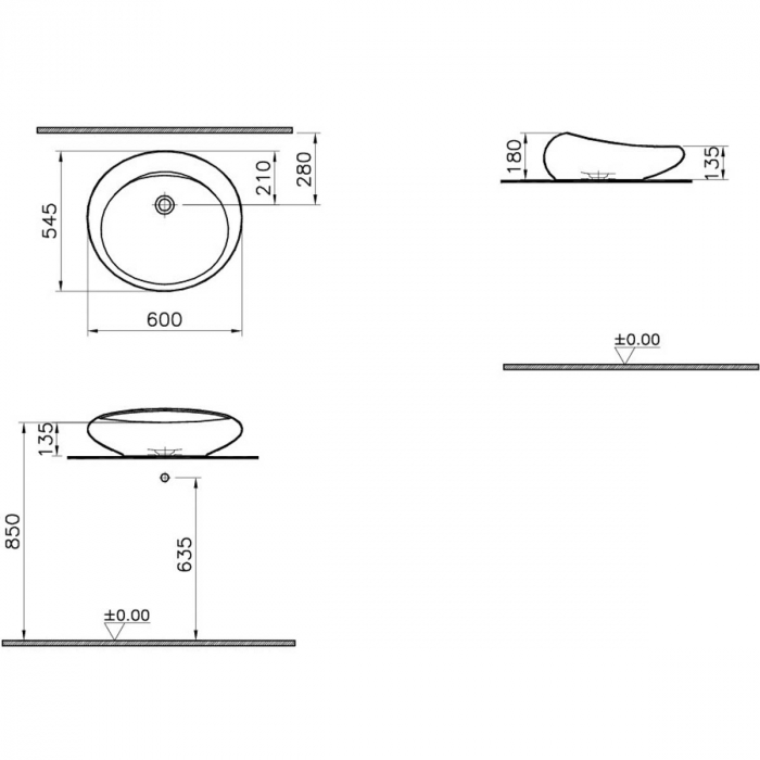 ‎Lavoar / chiuveta baie pe blat 60cm alb | 4280B403-0016 [2]