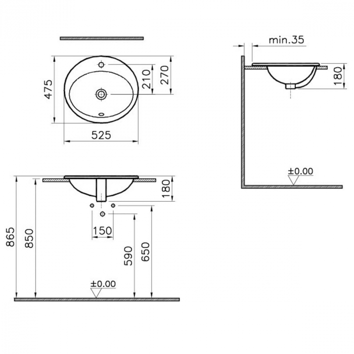 ‎Lavoar / chiuveta baie pe blat, rotund, 53cm | 5468B003-0001 [2]