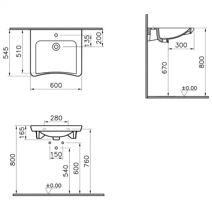 Lavoar baie pentru persoane cu nevoi speciale / handicap 60cm | 5289B003-0041 [2]