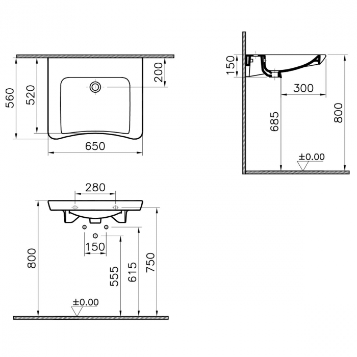 Lavoar baie pentru persoane cu nevoi speciale / handicap 65cm | 5291B003-0012 [2]