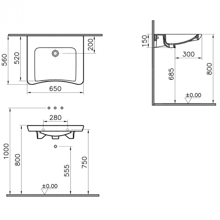Lavoar baie pentru persoane cu nevoi speciale / handicap 65cm | 5291B003-0016 [2]