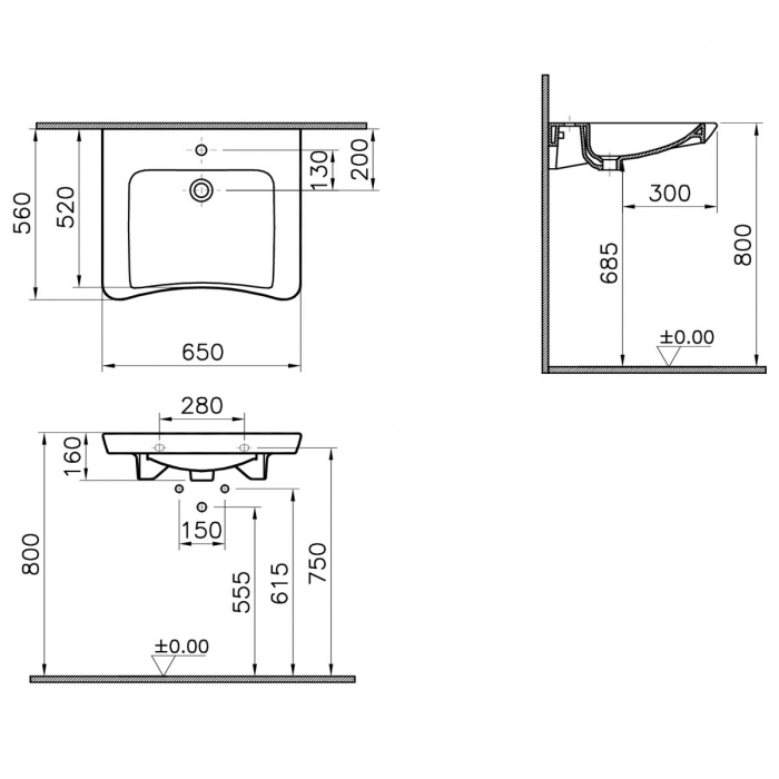 Lavoar baie pentru persoane cu nevoi speciale / handicap 65cm | 5291B003-0041 [2]
