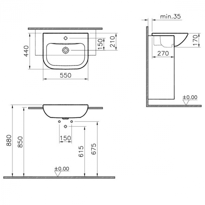 Lavoar / chiuveta baie semiincastrat 55cm | 5524B003-0001 [2]