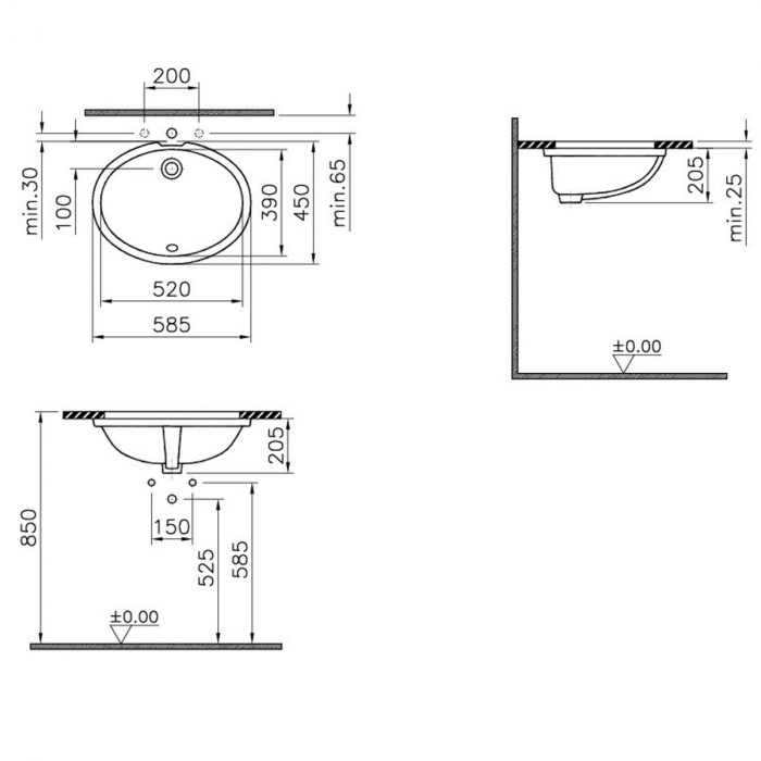 Lavoar / chiuveta baie sub blat 52cm | 6069B003-0012 [2]