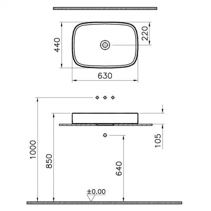 Lavoar / chiuveta baie tv tip bol 63cm | M58000003000 [2]