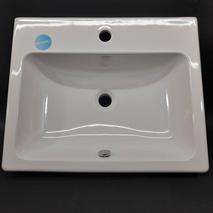 Lavoar de baie pe blat, rectangular, 45cm cu 55cm, alb cu orificiu pentru baterie și preaplin | 5465B003-0001 [3]