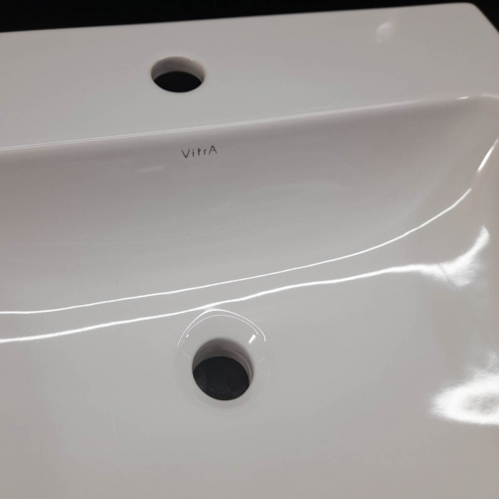 Lavoar de baie pe blat, rectangular, 45cm cu 55cm, alb cu orificiu pentru baterie și preaplin | 5465B003-0001 [6]