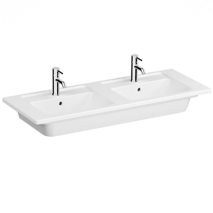 Lavoar dublu   chiuveta baie dubla tip vanity, cu 2 orificii pentru baterie, orificiu preaplin 120 cm   7038B003-0001