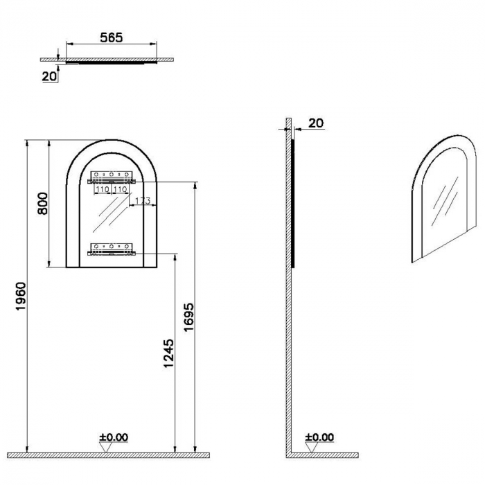 Two - tone mirror, 56.5x80cm | 66744 [2]