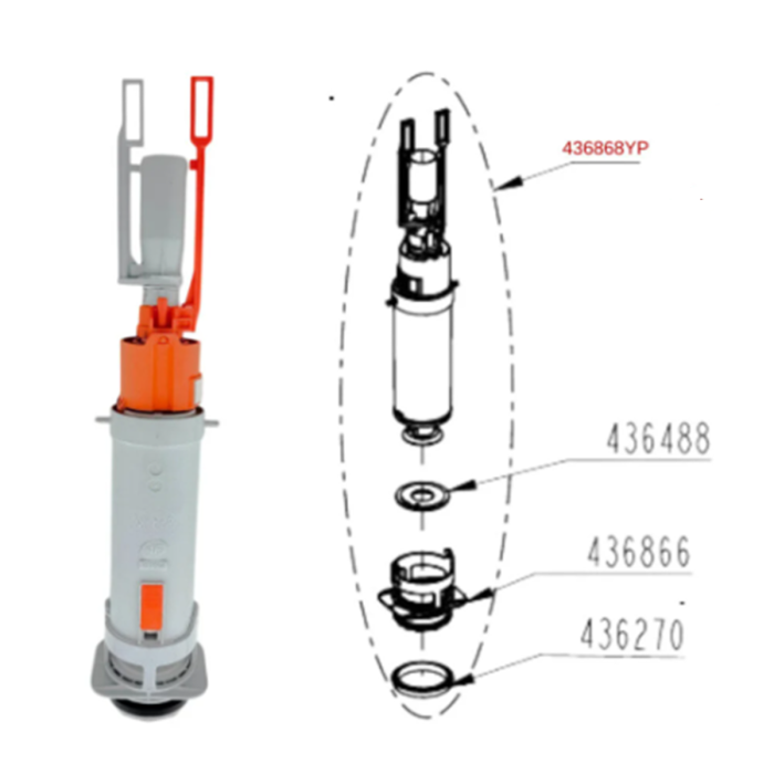 Mecanism de evacuare dubla 3/6 litri pentru rezervor incastrat VitrA, compatibil cu suport dreptunghiular | 436868YP [2]