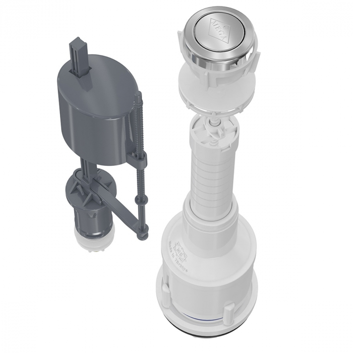 Mecanism / valva golire rezervor WC, alimentare pe jos cu racord alama 3/8, cu buton, set complet | 3004-100 [3]