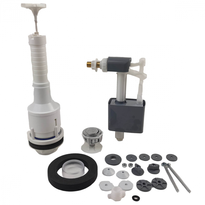 Mecanism / valva golire rezervor WC, alimentare pe lateral cu racord alama 3/8, cu buton, set complet | 3025-100 [4]