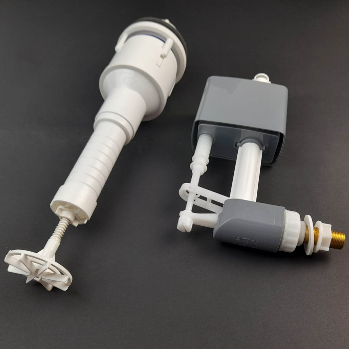 Mecanism / valva golire rezervor WC, alimentare pe lateral cu racord alama 3/8, cu buton, set complet | 3025-100 [8]