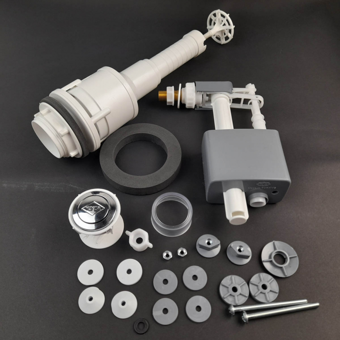 Mecanism / valva golire rezervor WC, alimentare pe lateral cu racord alama 3/8, cu buton, set complet | 3025-100 [5]