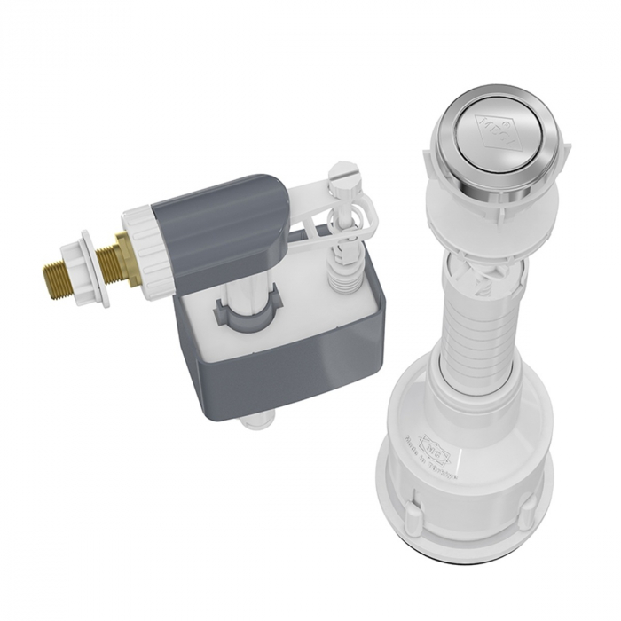 Mecanism / valva golire rezervor WC, alimentare pe lateral cu racord alama 3/8, cu buton, set complet | 3025-100 [3]