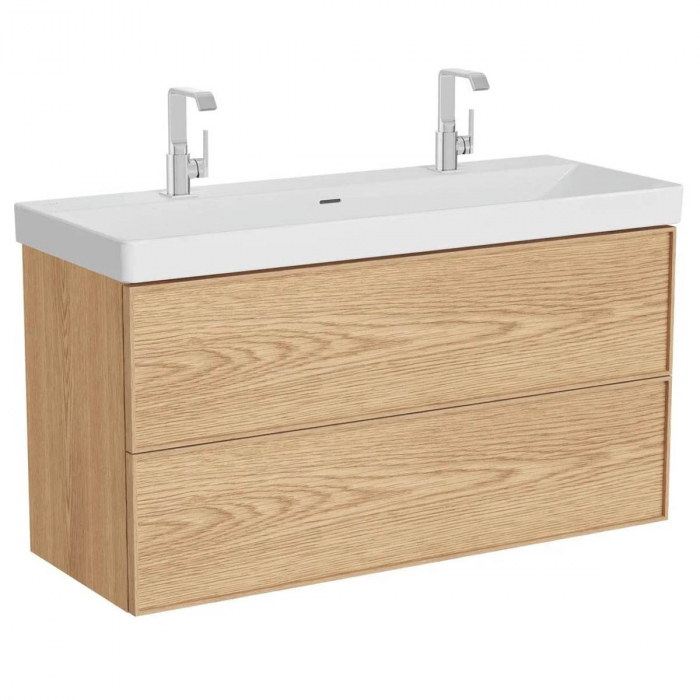 Edge Unitate de baza lavoar baie 120 cm, cu 2 drawers, cu standard lavoar chiuveta baie light oak 67134