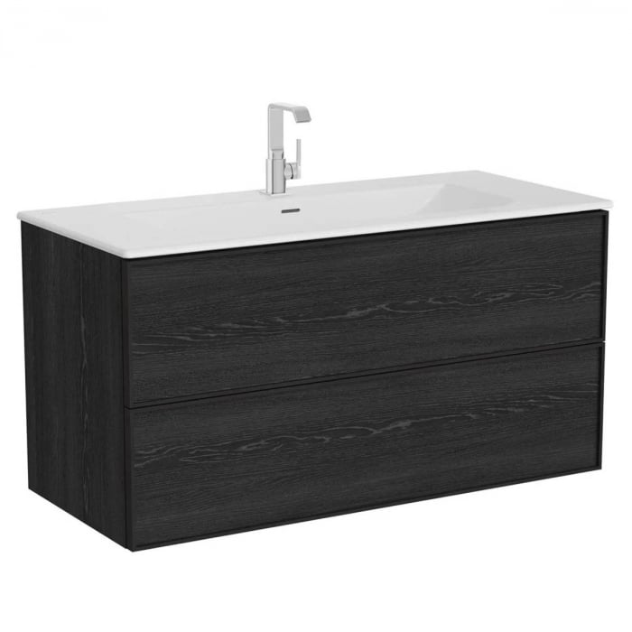 Edge Unitate de baza lavoar baie 120 cm, cu 2 drawers, cu Lavoar   chiuveta baie tip vanity, negru oak   67195