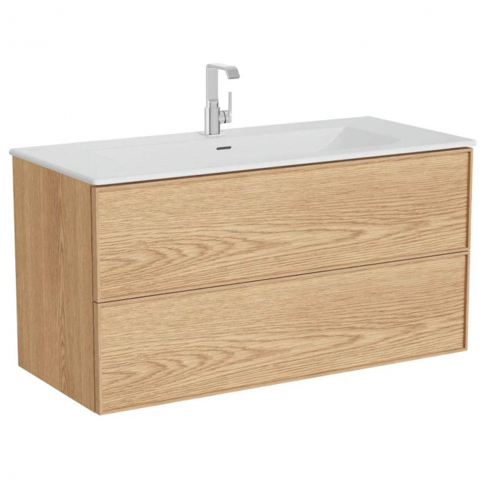 Edge Unitate de baza lavoar baie 120 cm, cu 2 drawers, cu Lavoar   chiuveta baie tip vanity, light oak   67138