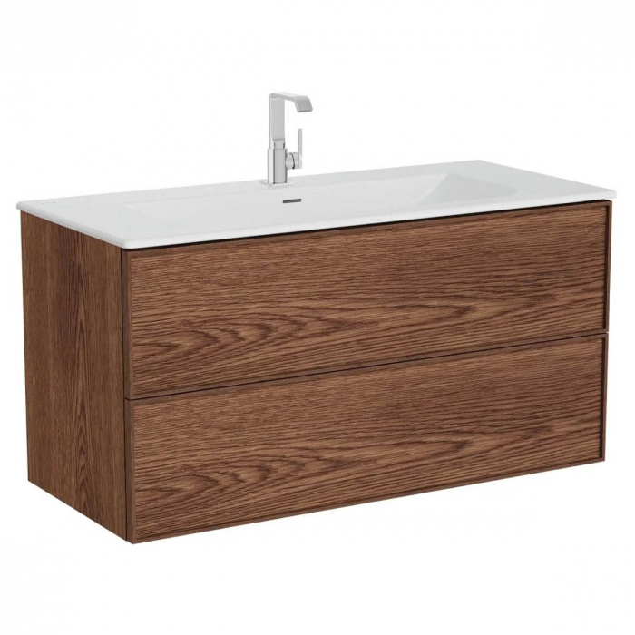 Edge Unitate de baza lavoar baie 120 cm, cu 2 drawers, cu Lavoar   chiuveta baie tip vanity, walnut   67157