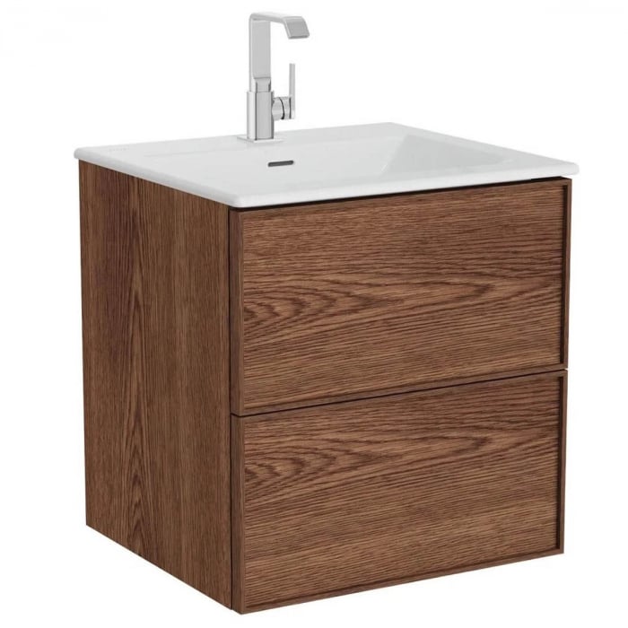 Edge Unitate de baza lavoar baie 60cm cu 2 drawers, cu Lavoar   chiuveta baie tip vanity, walnut   67154