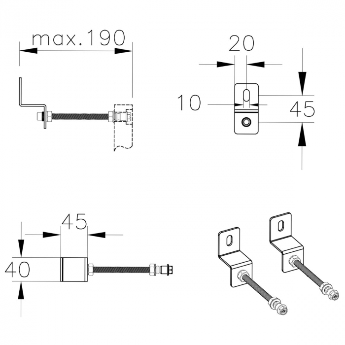 Cot 90 grade pentru rezervor WC ingropat, lung | 300-1204 [2]