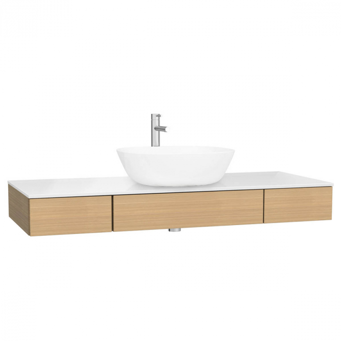 counter cu drawer 120 cm, flat oak, middle hole, cu middle syphon hole | 65688 [1]
