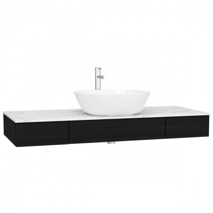 counter cu drawer 120 cm, patterned negru oak, cu middle syphon hole | 65686 [1]