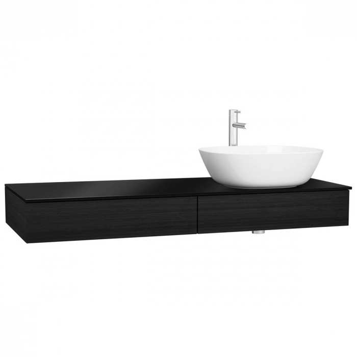 counter cu drawer 120 cm, patterned negru oak, cu dreapta syphon hole | 65682 [1]