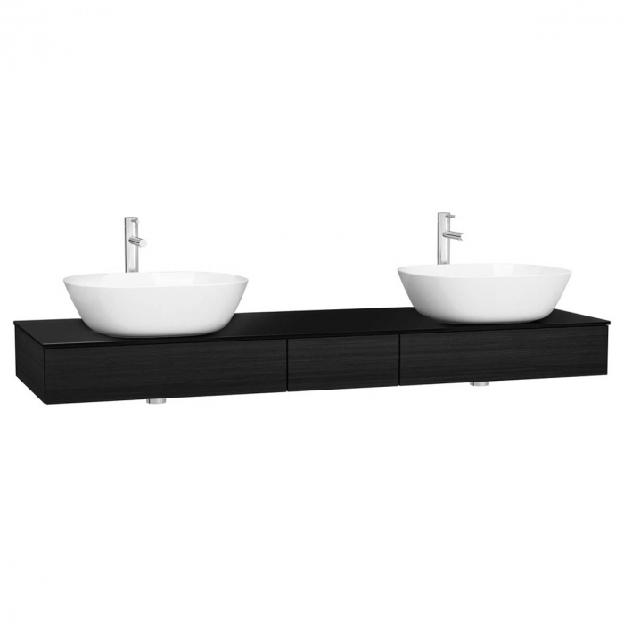 counter cu drawer, 150cm, patterned negru oak, cu double syphon hole | 65695 [1]